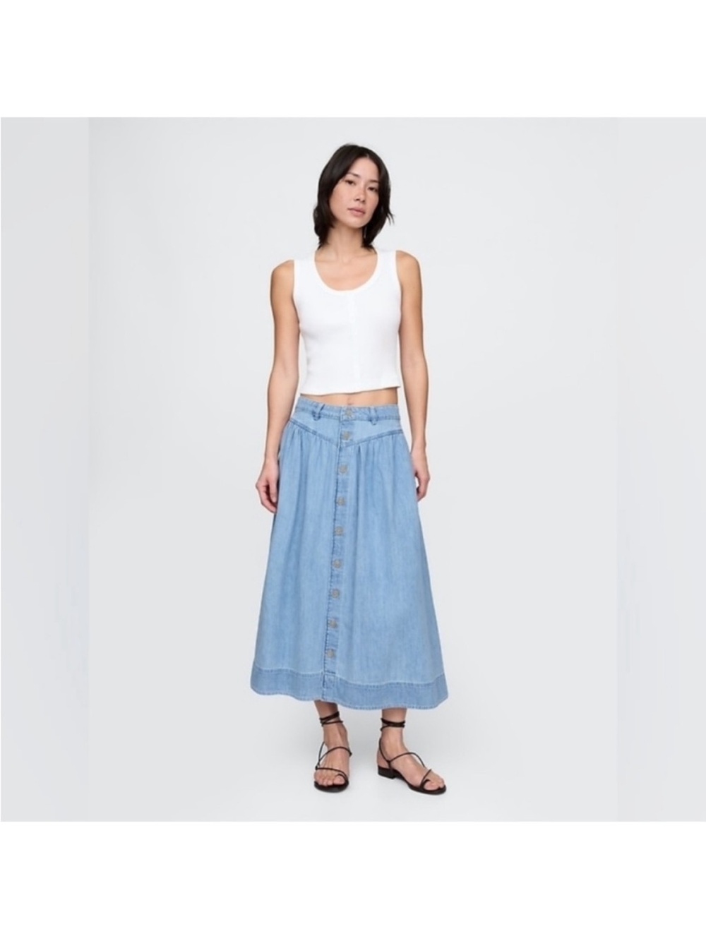 Gap Denim Western Yoke Maxi Skirt